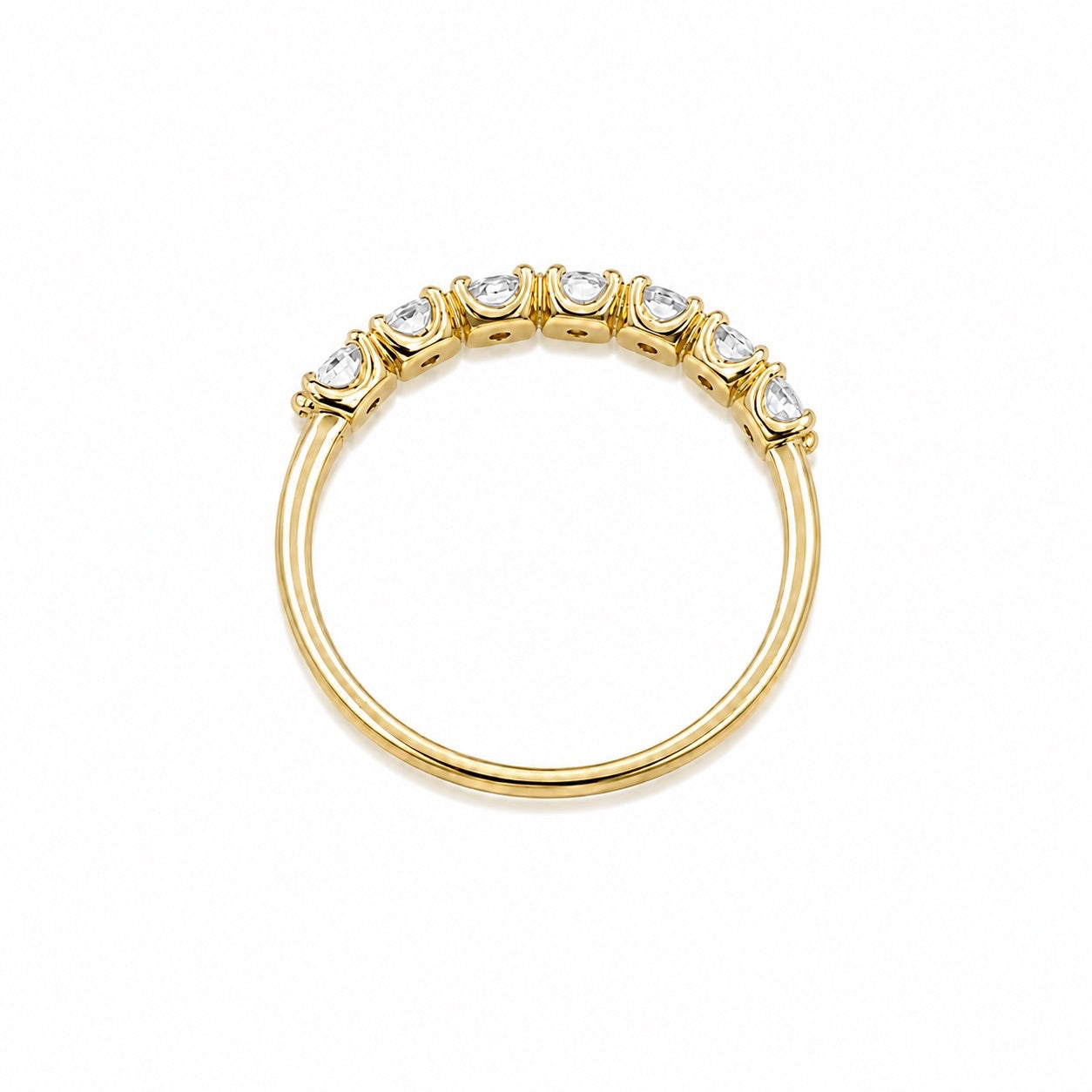 ハーフエタニティリング〖0.7ct/0.1ct×7石3mm 〗ラボグロウンダイヤモンド|プラチナPT900/PT950 / K18イエローゴールド|受注制作/約50日でお届け|NAYA-1002|RNR00149