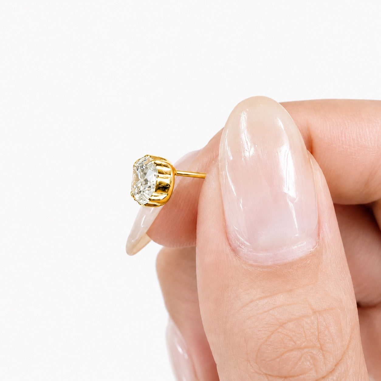 〖0.7ct / Fカラー VS1/エクセレントカット〗ラボグロウンダイヤモンド ピアス片方|プラチナ900 / K18イエローゴールド|ラウンドブリリアント|鑑定書無し|定番人気 受注制作/約50日でお届け|NAYA-013
