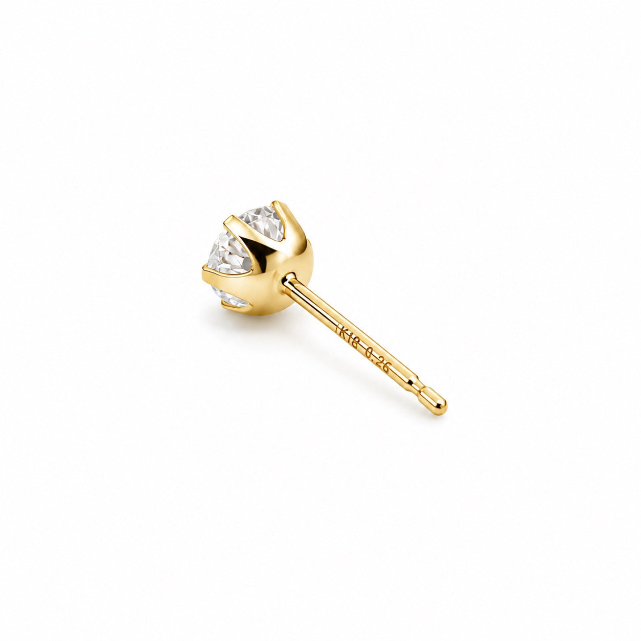 エクセレントカット〖0.25ct×2 トータル0.5カラット / Fカラー VS1〗ラボグロウンダイヤモンド スタッドピアス|プラチナ900 / K18イエローゴールド|6本爪|鑑定書無し | 納期約50日