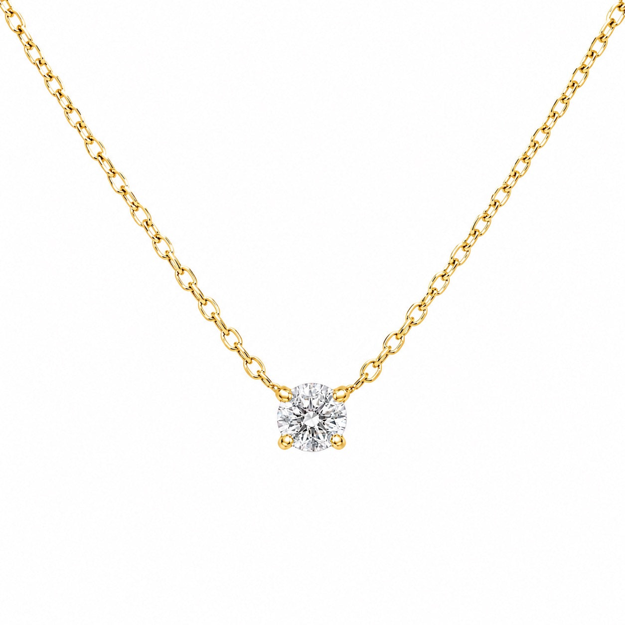 〖0.3ct / Dカラー VVS/エクセレントカット/鑑定書付き/二段腰〗ラボグロダイヤモンド ペンダント両吊りタイプ|プラチナ900 / K18イエローゴールド|ラウンドブリリアント|鑑定書無し|定番人気 受注制作/約30日でお届け|NAYA-015