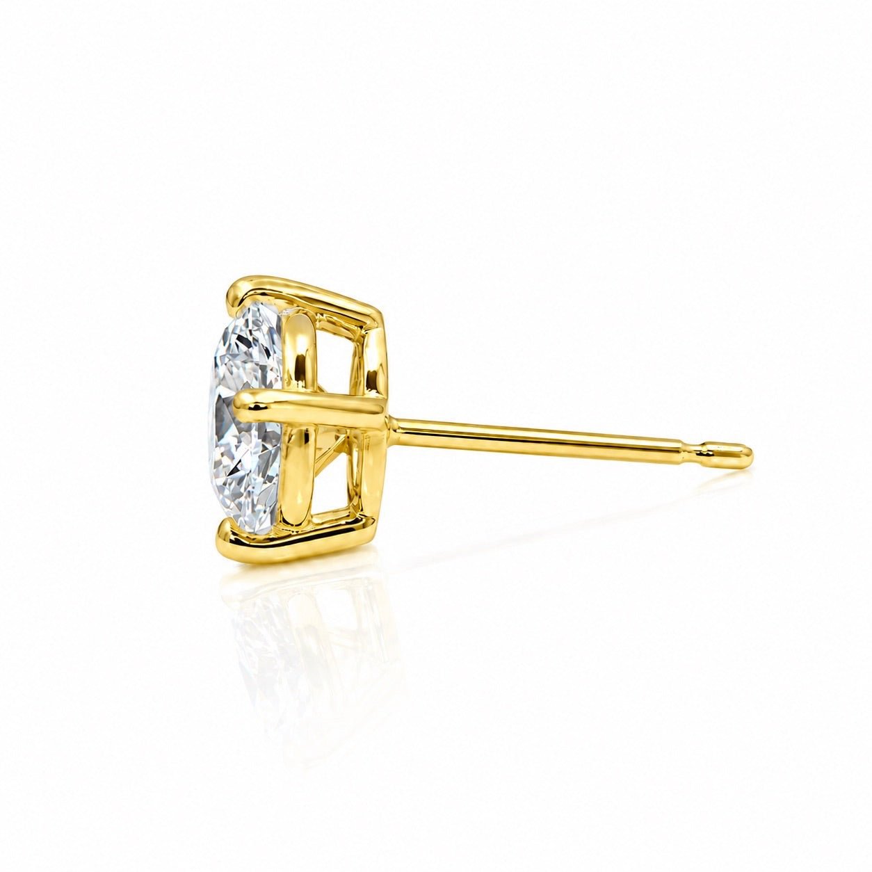 4本爪〖0.7ct×2p / Dカラー VVS/エクセレントカット/二段腰枠〗ラボグロウンダイヤモンド ピアスペア|プラチナ900 / K18イエローゴールド|ラウンドブリリアント|IGI鑑定書付き|定番人気 受注制作/約50日でお届け|NAYA-017