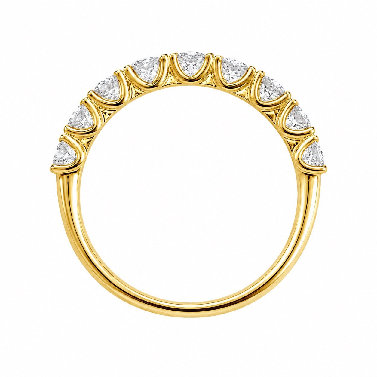 ハーフエタニティリング〖0.9ct/0.1ct×9石/D:3㎜ R:3㎜〗ラボグロウンダイヤモンド|プラチナPT900/PT950 / K18イエローゴールド|受注制作/約50日でお届け|NAYA-1002|RNR00149