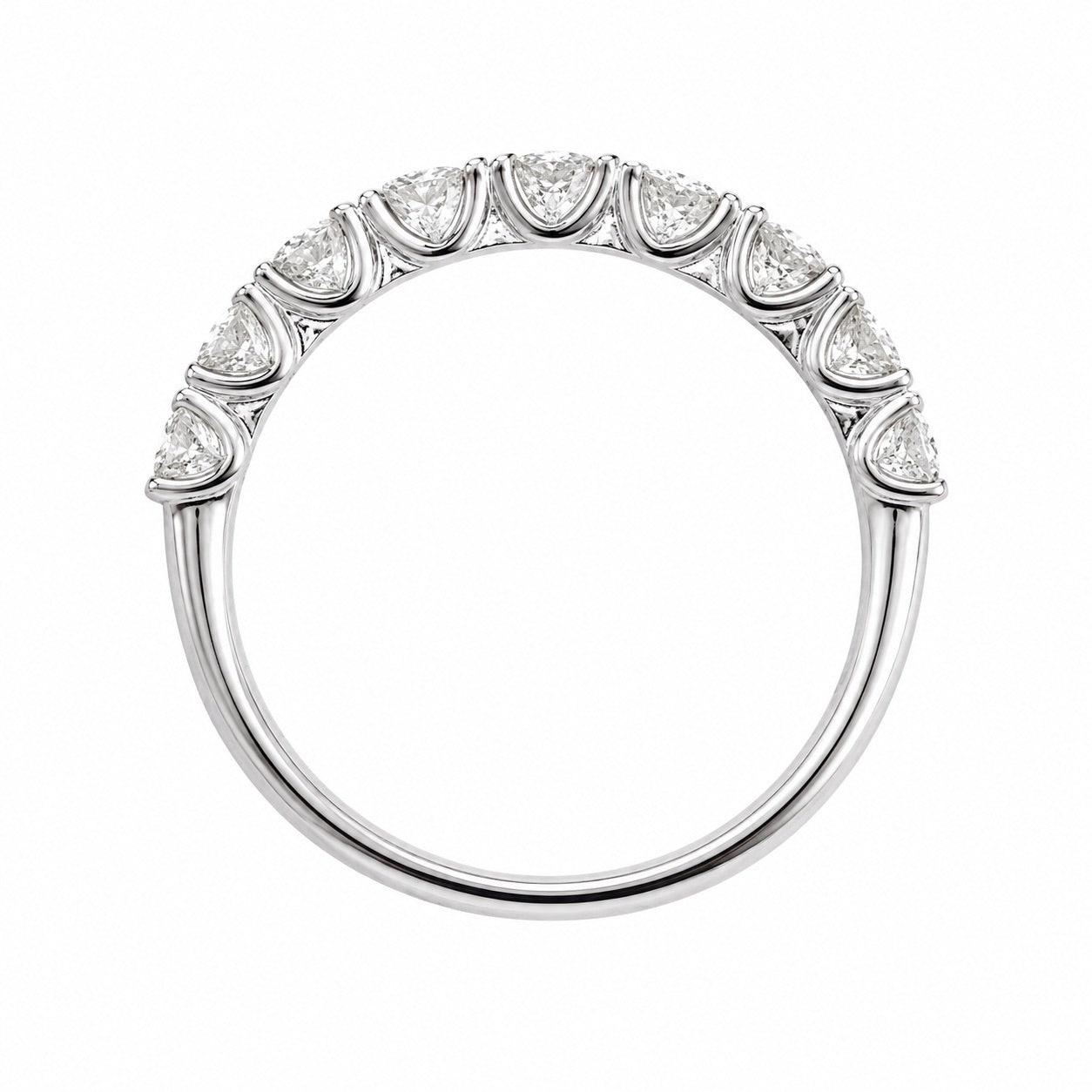 ハーフエタニティリング〖0.9ct/0.1ct×9石/D:3㎜ R:3㎜〗ラボグロウンダイヤモンド|プラチナPT900/PT950 / K18イエローゴールド|受注制作/約50日でお届け|NAYA-1002|RNR00149
