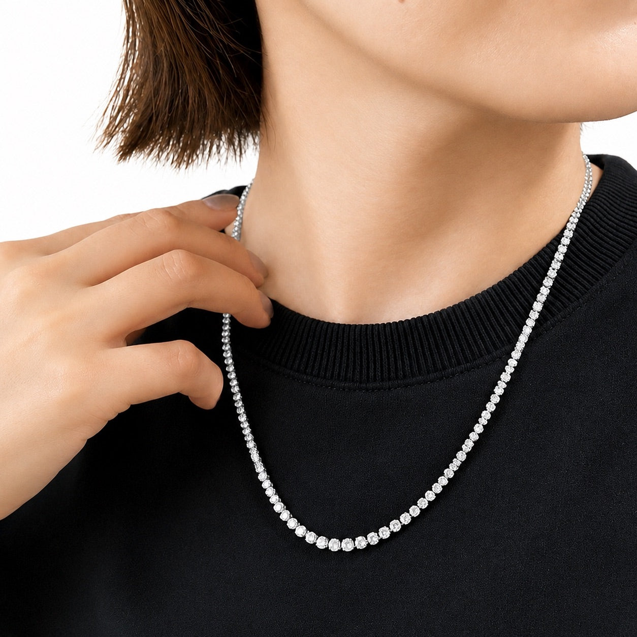 テニスネックレス〖約5.5ct / 計176石 /全長50㎝〗ラボグロウンダイヤモンド|プラチナ900 / K18イエローゴールド|FカラーVS1アップエクセレントカットType IIa 受注制作/約50日でお届け