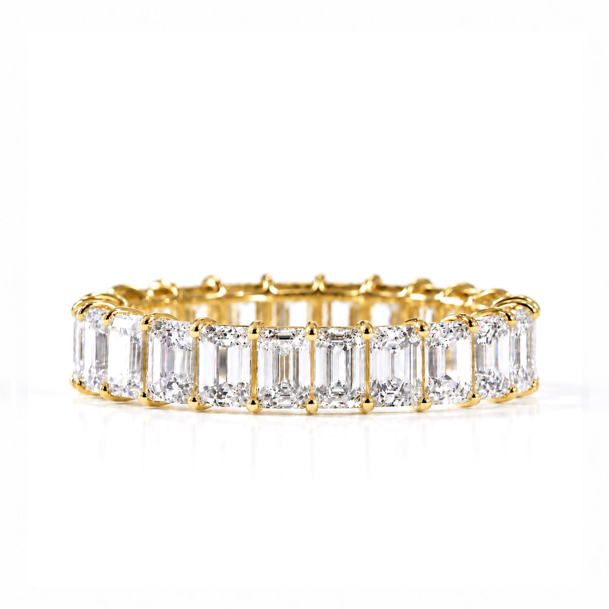 エメラルドカット フルエタニティリング〖3.8ct/0.17ct×24石 縦幅3.7㎜〗ラボグロウンダイヤモンド|PT900/PT950/k18イエローゴールド|Fカラー VS1アップ|受注制作/約40〜60日でお届け