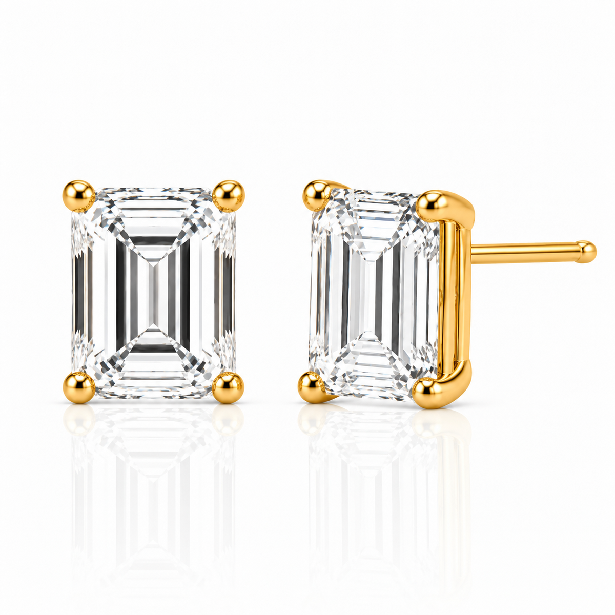 【お客様専用】〖1ct×2p/ Dカラー VVS2〗エメラルドカット ピアス K18YG + 2mm フルエタニティリング K18YG
