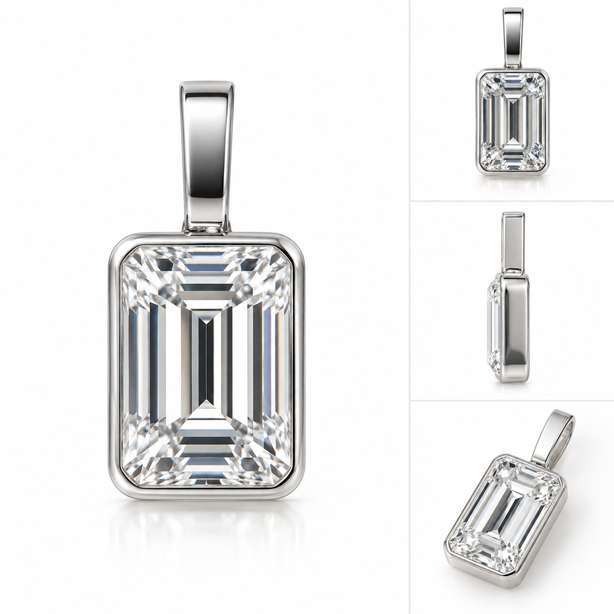 【お客様専用ページ】エメラルドカット ベゼルペンダントトップ 2.14ct D VVS2 PT950 IGI付 + エメラルドカット フルエタニティ 約3.8ct PT950|まとめ割&かえるシステム