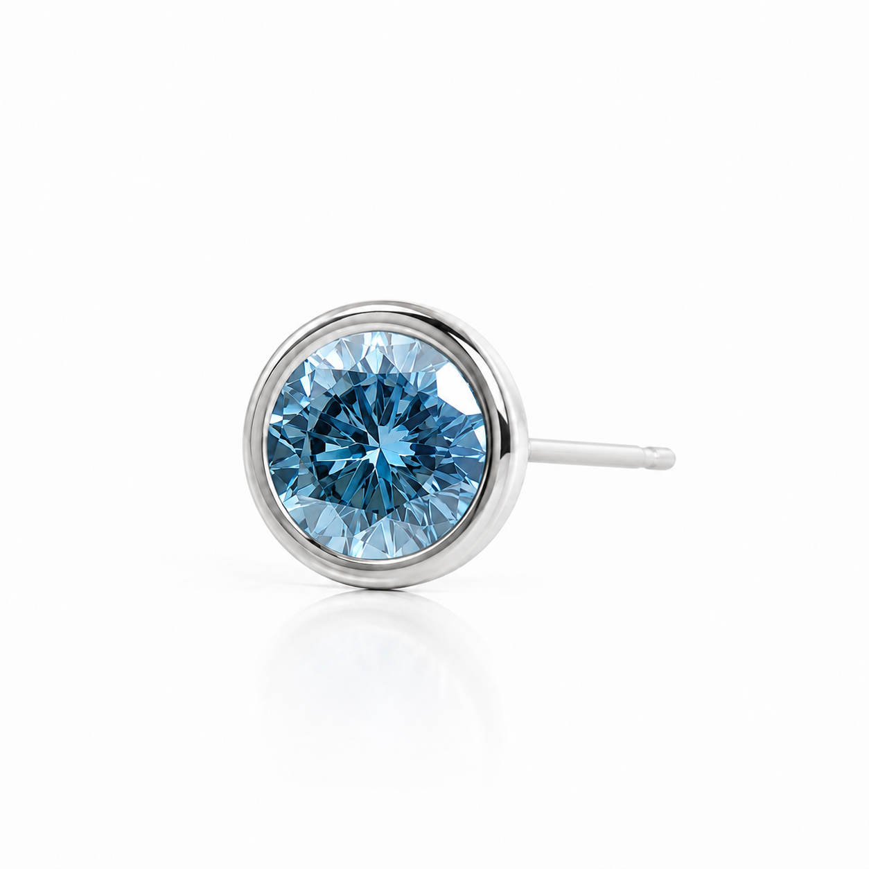 【お客様専用ページ】Fancy Vivid Blue ベゼルピアス加工 片方|1ct VS1 IDEAL|PT900 キャッチ:おちないくん|IGI鑑定書付き