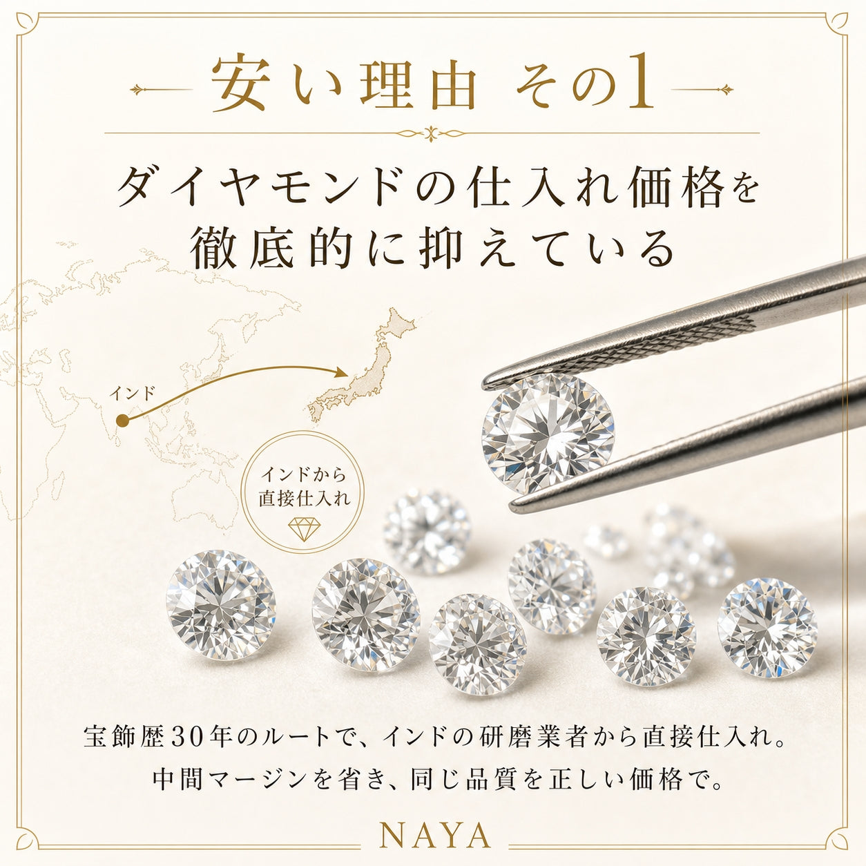 ハーフエタニティリング〖0.9ct/0.1ct×9石/D:3㎜ R:3㎜〗ラボグロウンダイヤモンド|プラチナPT900/PT950 / K18イエローゴールド|受注制作/約50日でお届け|NAYA-1002|RNR00149