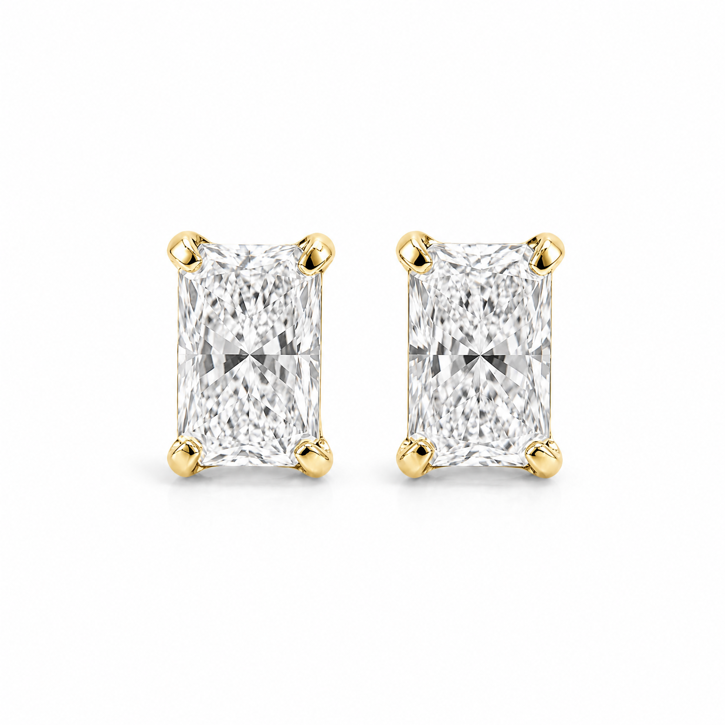 ラディアントカット〖0.30ct×2 トータル0.6カラット / Fカラー VS1〗スタッドピアス|プラチナ900 / K18イエローゴールド|4本爪|鑑定書無し|納期約50日|限定30セット