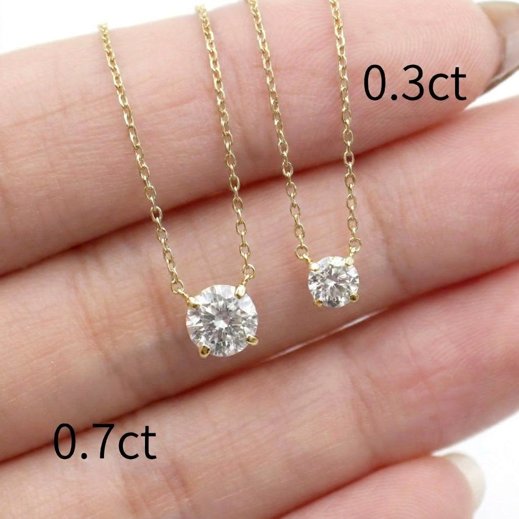 〖0.7ct / Dカラー VVS/エクセレントカット〗ラボグロウンダイヤモンド ペンダント両吊りタイプ|プラチナ900 / K18イエローゴールド|ラウンドブリリアント|IGI鑑定書付き|定番人気 ご注文後約30日~50日で納品|NAYA-018