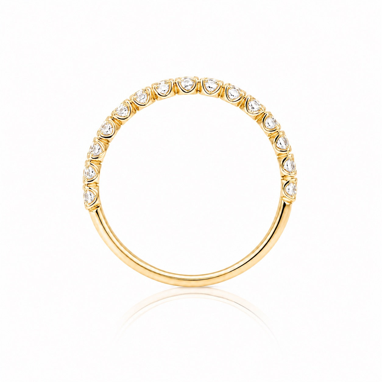 ハーフエタニティリング〖0.4ct/0.03ct×15石2mm 〗ラボグロウンダイヤモンド｜プラチナPT900/PT950 / K18イエローゴールド｜受注制作／約50日でお届け｜NAYA-1002｜RNR00149｜