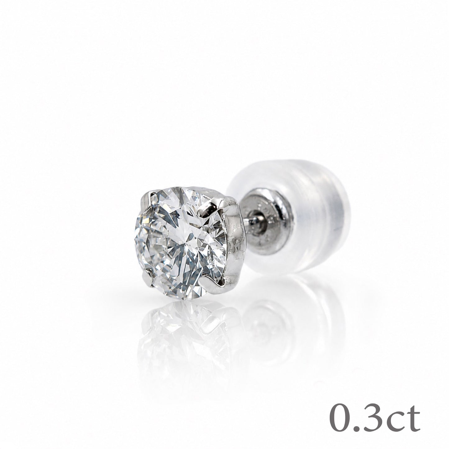〖0.3ct / Dカラー VVS/エクセレントカット〗ラボグロウンダイヤモンド ピアス片方｜プラチナ900｜ラウンドブリリアント｜IGI鑑定書付き｜定番人気 ご注文後約30日～50日で納品｜NAYA-004