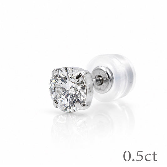 〖0.5ct / Dカラー VVS/エクセレントカット〗ラボグロウンダイヤモンド ピアス片方｜プラチナ900 / K18イエローゴールド｜ラウンドブリリアント｜IGI鑑定書付き｜定番人気 ご注文後約30日～50日で納品｜NAYA-010