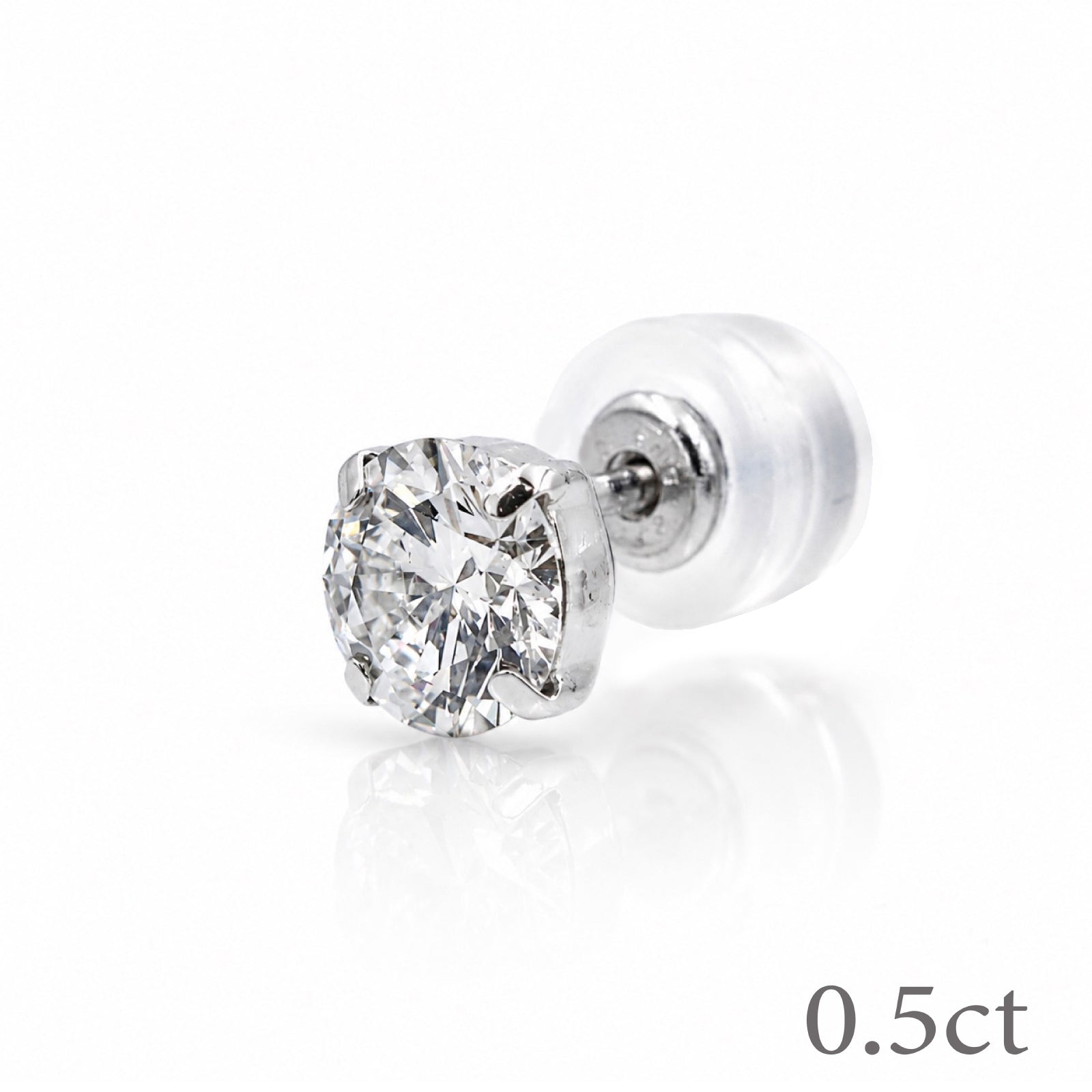 〖0.5ct / Dカラー VVS/エクセレントカット〗ラボグロウンダイヤモンド ピアス片方｜プラチナ900 / K18イエローゴールド｜ラウンドブリリアント｜IGI鑑定書付き｜定番人気 ご注文後約30日～50日で納品｜NAYA-010