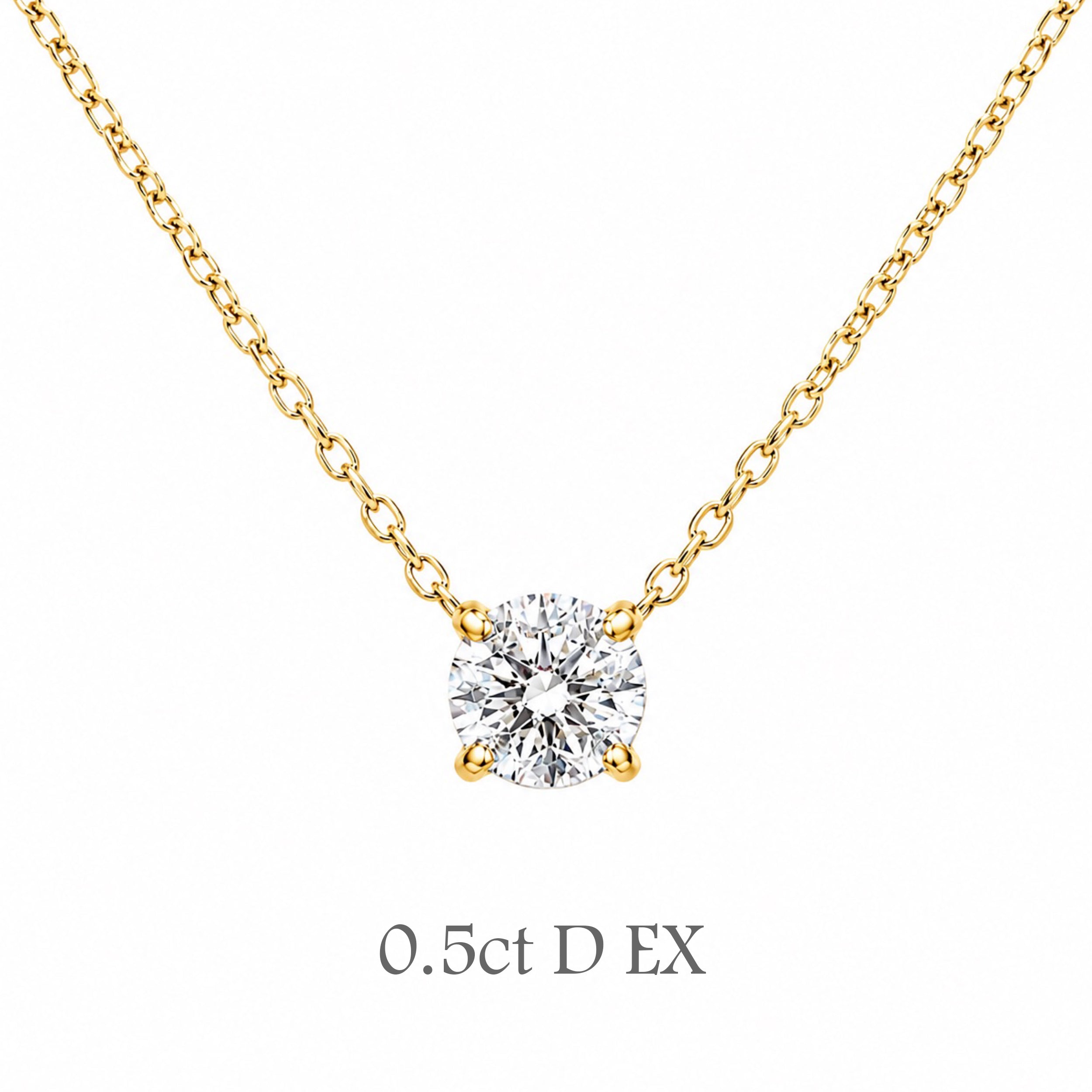 〖0.5ct / Dカラー/VVS2/エクセレントカット/鑑定書付き/二段腰〗ラボグロダイヤモンド ペンダント両吊りタイプ｜プラチナ900 / K18イエローゴールド｜ラウンドブリリアント｜鑑定書無し｜定番人気 受注制作／約50日でお届け｜NAYA-015