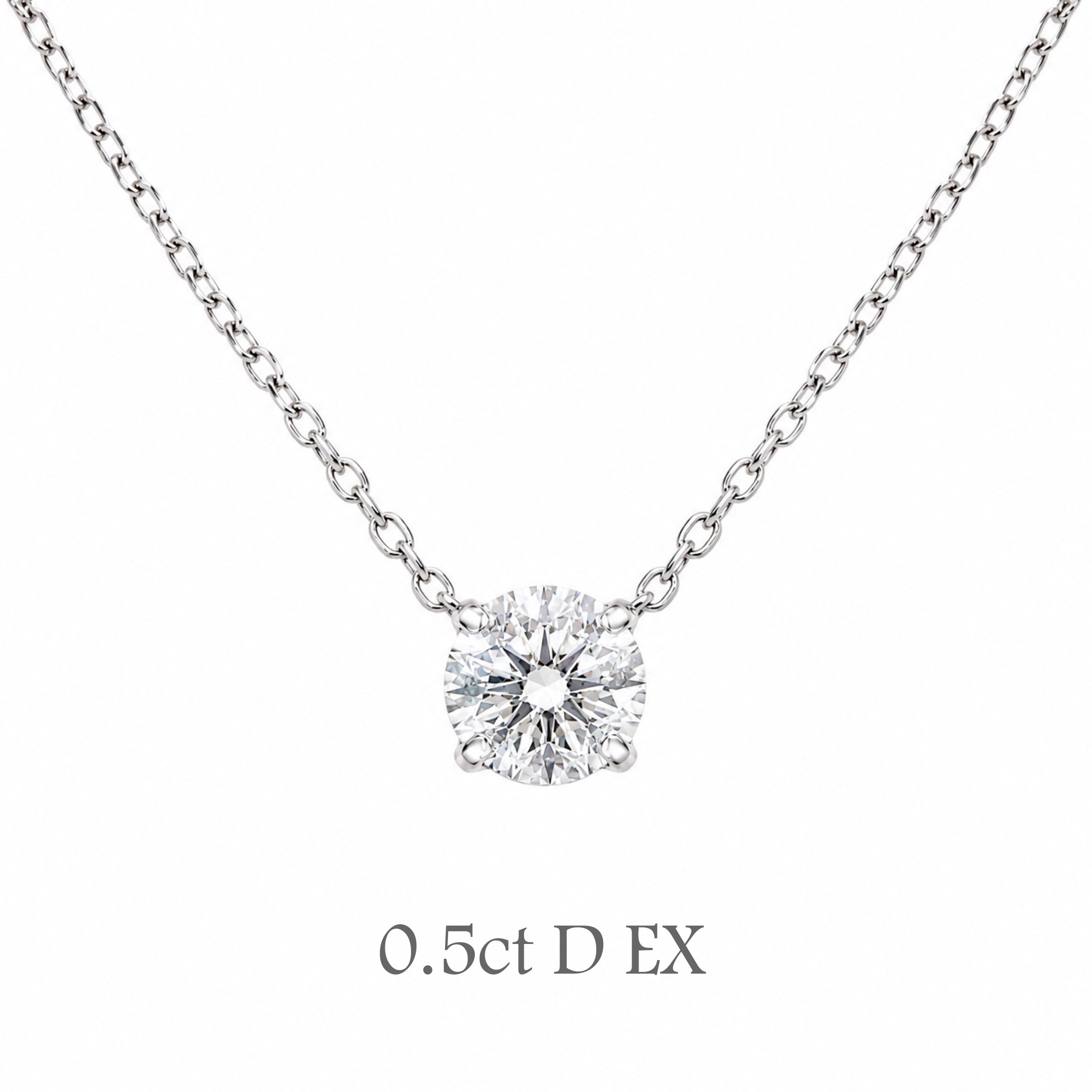 〖0.5ct / Dカラー/VVS2/エクセレントカット/鑑定書付き/二段腰〗ラボグロダイヤモンド ペンダント両吊りタイプ｜プラチナ900 / K18イエローゴールド｜ラウンドブリリアント｜鑑定書無し｜定番人気 受注制作／約50日でお届け｜NAYA-015