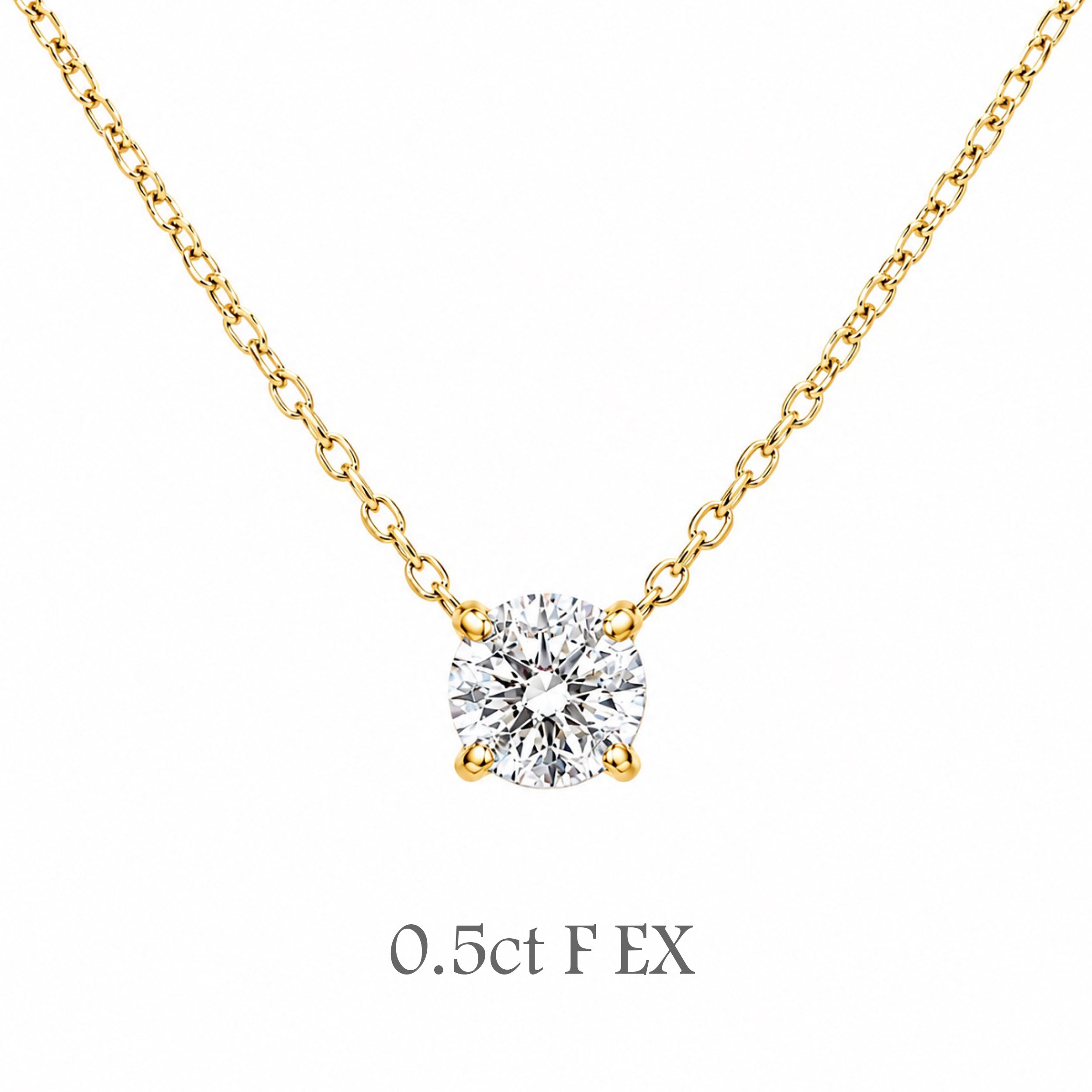 〖0.5ct / Fカラー/VS1/エクセレントカット/鑑定書無し/二段腰〗ラボグロダイヤモンド ペンダント両吊りタイプ｜プラチナ900 / K18イエローゴールド｜ラウンドブリリアント｜鑑定書無し｜定番人気 受注制作／約50日でお届け｜NAYA-015