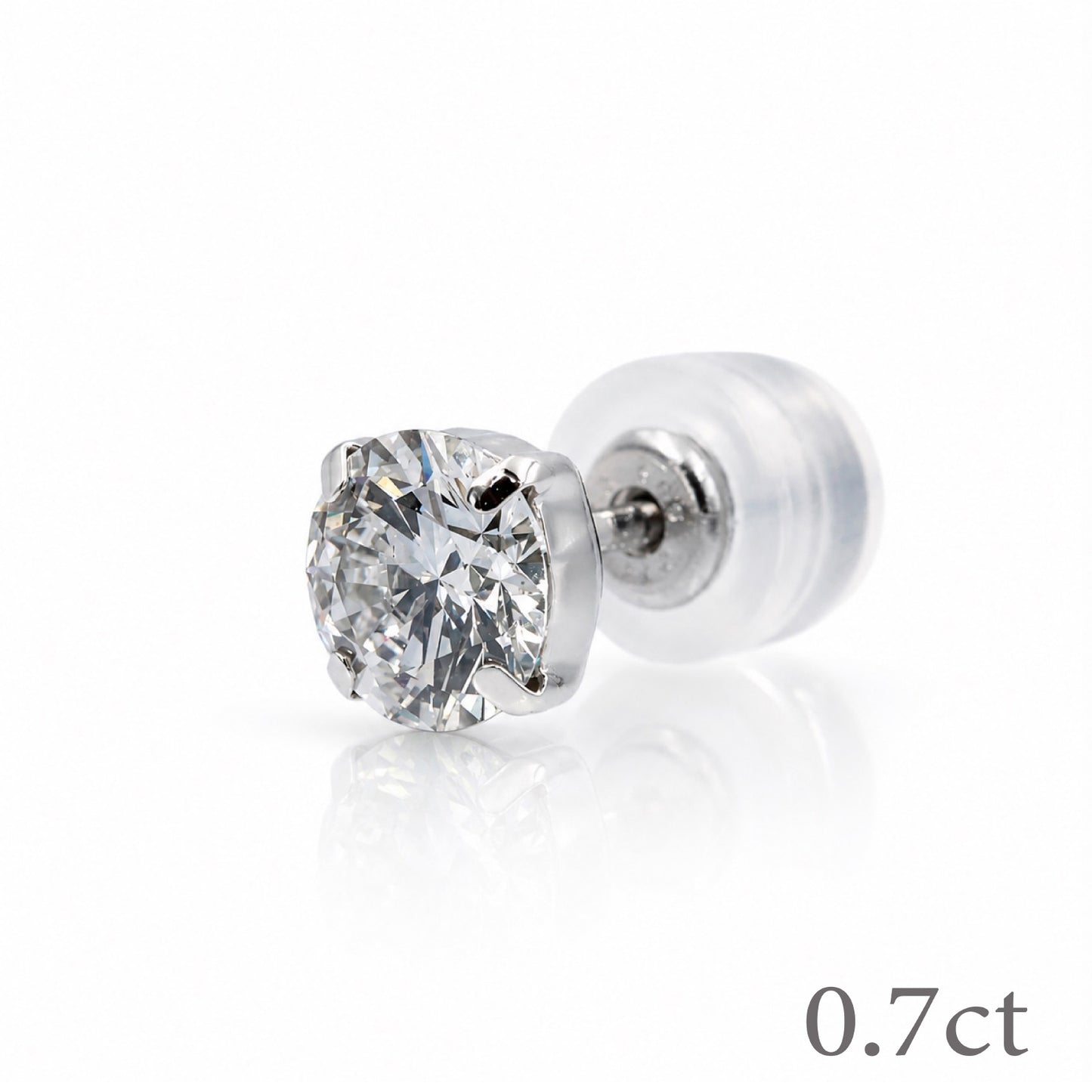 〖0.7ct / Dカラー VVS/エクセレントカット〗ラボグロウンダイヤモンド ピアス片方｜プラチナ900｜ラウンドブリリアント｜IGI鑑定書付き｜定番人気 ご注文後約30日～50日で納品｜NAYA-016