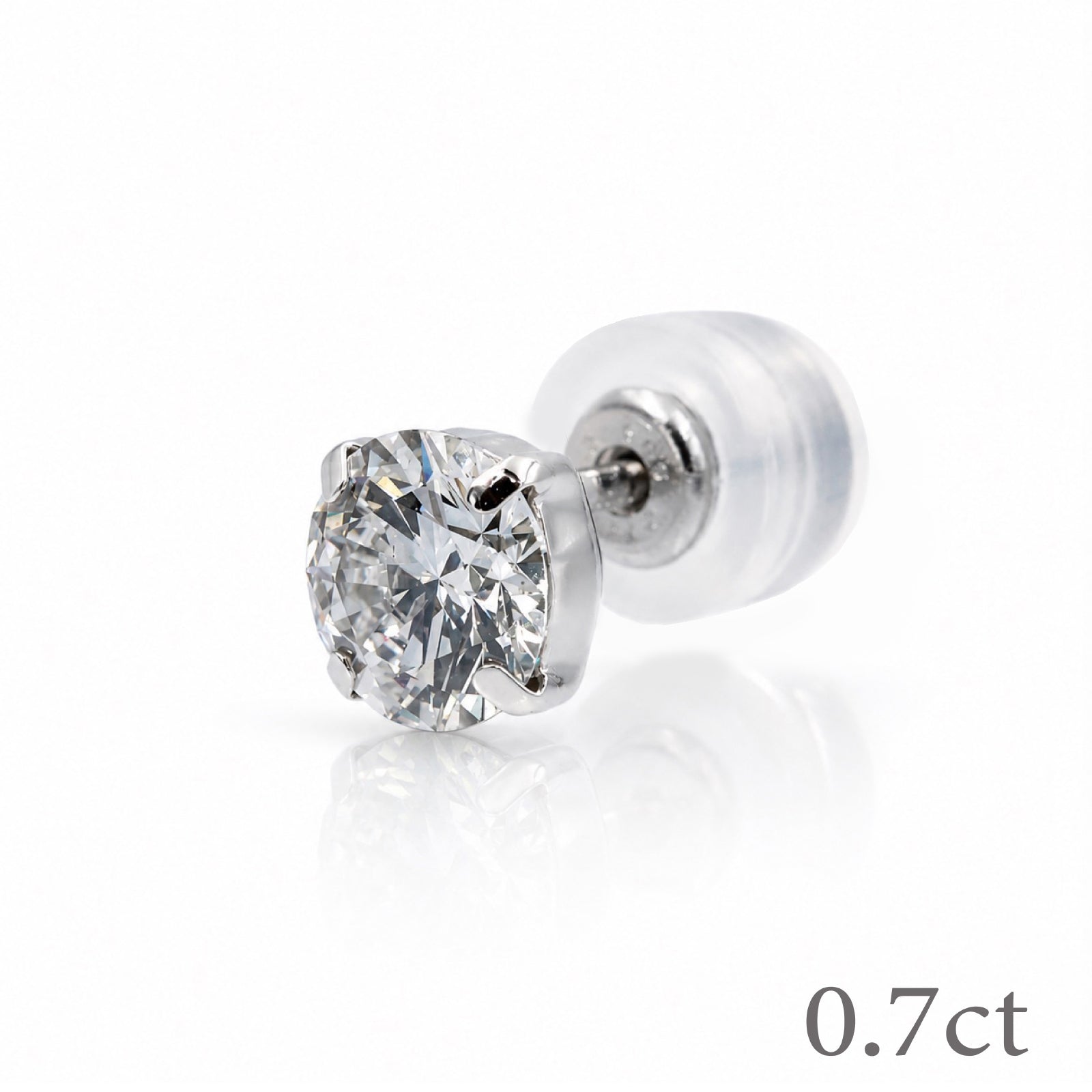 〖0.7ct / Dカラー VVS/エクセレントカット〗ラボグロウンダイヤモンド ピアス片方｜プラチナ900 / K18イエローゴールド｜ラウンドブリリアント｜IGI鑑定書付き｜定番人気 ご注文後約30日～50日で納品｜NAYA-016