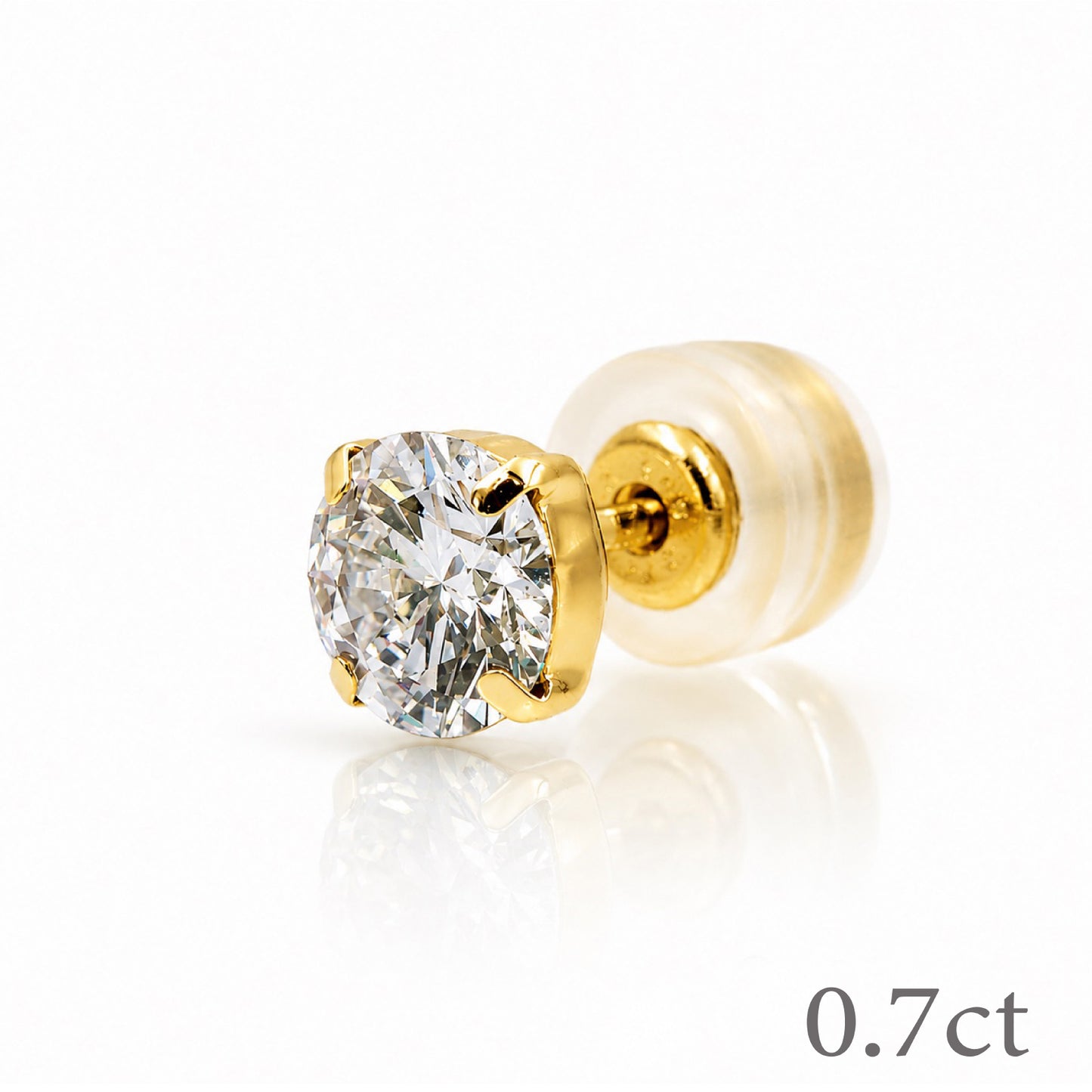 〖0.7ct / Dカラー VVS/エクセレントカット〗ラボグロウンダイヤモンド ピアス片方｜K18イエローゴールド｜ラウンドブリリアント｜IGI鑑定書付き｜定番人気 ご注文後約30日～50日で納品｜NAYA-016b
