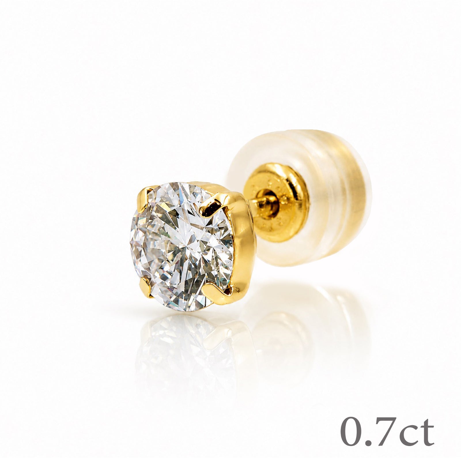 〖0.7ct / Fカラー VS1/エクセレントカット〗ラボグロウンダイヤモンド ピアス片方｜プラチナ900 / K18イエローゴールド｜ラウンドブリリアント｜鑑定書無し｜定番人気 受注制作／約50日でお届け｜NAYA-013