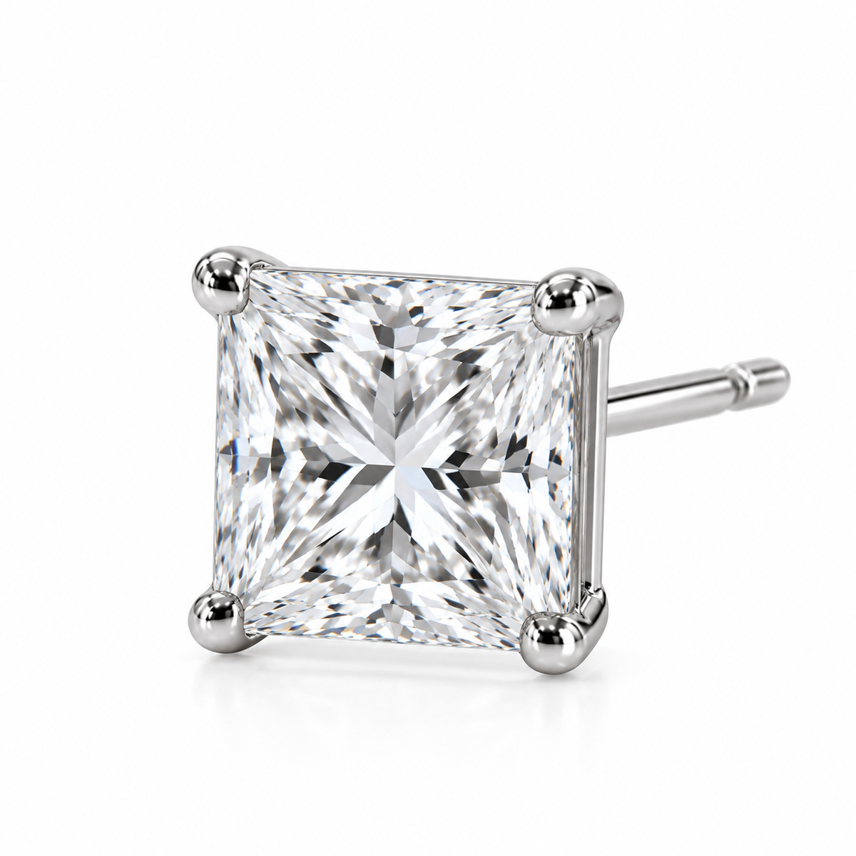 お客様専用ページ　プリンセスカットダイヤピアス加工 片方 1.99ct　D　VVS1　k18ホワイトゴールド 4本爪2段腰枠
