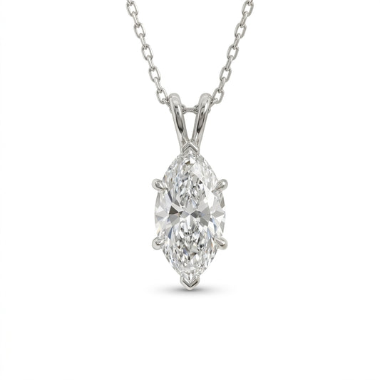 〖2ct / Fカラー VVS2〗ラボグロウンダイヤモンド ペンダント｜プラチナ900/850｜マーキーズカット｜IGI鑑定書付き -オーダー制作・納期1−2ヶ月　ND-P001
