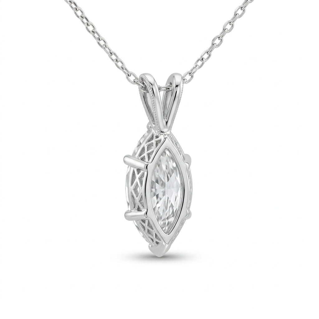 〖2ct / Fカラー VVS2〗ラボグロウンダイヤモンド ペンダント｜プラチナ900/850｜マーキーズカット｜IGI鑑定書付き -オーダー制作・納期1−2ヶ月　ND-P001
