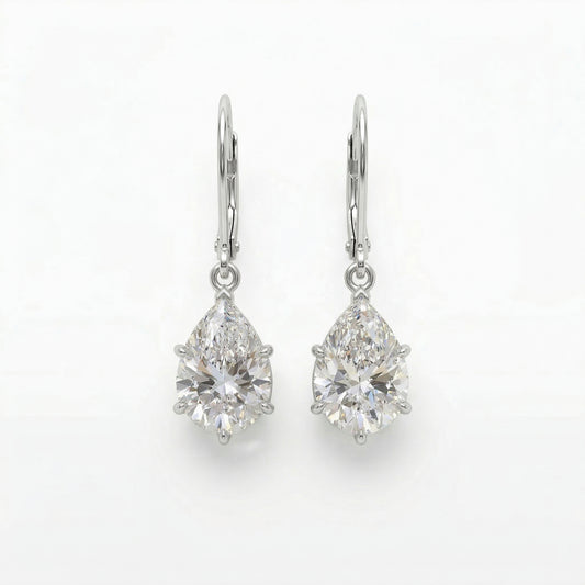 〖1ct×2 / Dカラー VVS1〗ラボグロウンダイヤモンド ピアス｜プラチナ900｜ペアシェイプ｜IGI鑑定書付き -オーダー制作・納期1−2ヶ月　ND-E002