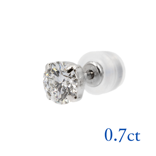〖0.7ct / Dカラー VVS〗ラボグロウンダイヤモンド ピアス片方｜プラチナ900｜ラウンドブリリアント｜IGI鑑定書付き｜定番人気 ご注文後約30日～50日で納品｜NAYA-016