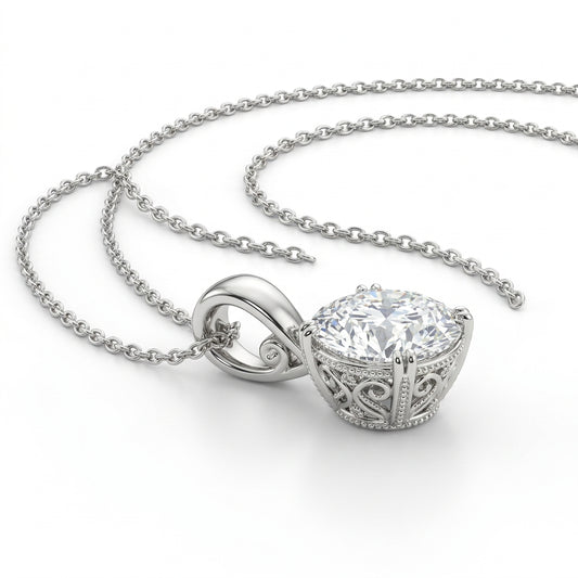 〖2ct / Dカラー VVS2〗ラボグロウンダイヤモンド ネックレス｜プラチナ900/850｜ラウンドブリリアント｜IGI鑑定書付き -オーダー制作・納期1−2ヶ月　ND-N002