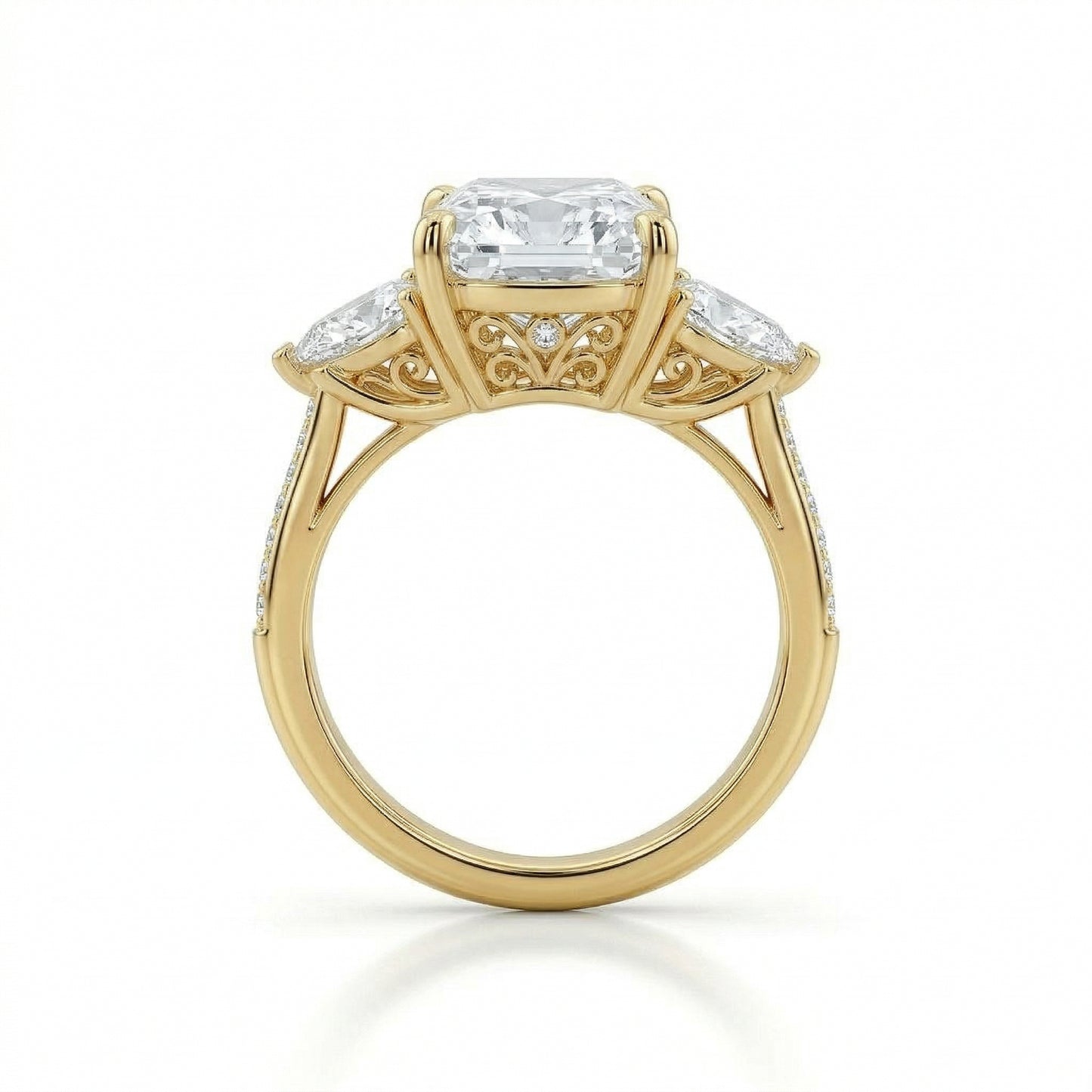 〖5ct / Dカラー VVS1〗ラボグロウンダイヤモンド リング｜K18イエローゴールド｜クッションカット｜IGI鑑定書付き -オーダー制作・納期1−2ヶ月　ND-R016