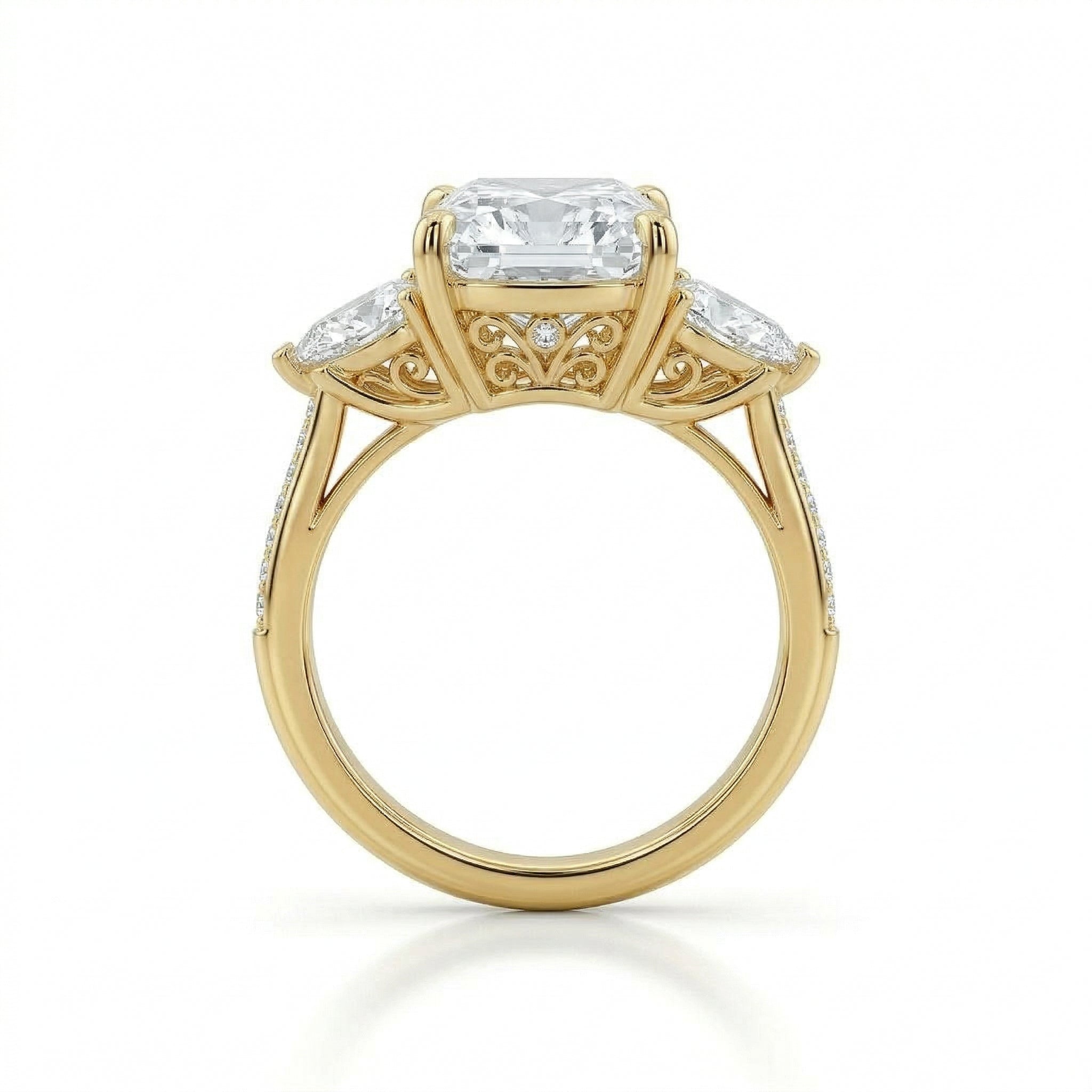〖5ct / Dカラー VVS1〗ラボグロウンダイヤモンド リング｜K18イエローゴールド｜クッションカット｜IGI鑑定書付き -オーダー制作・納期1−2ヶ月　ND-R016