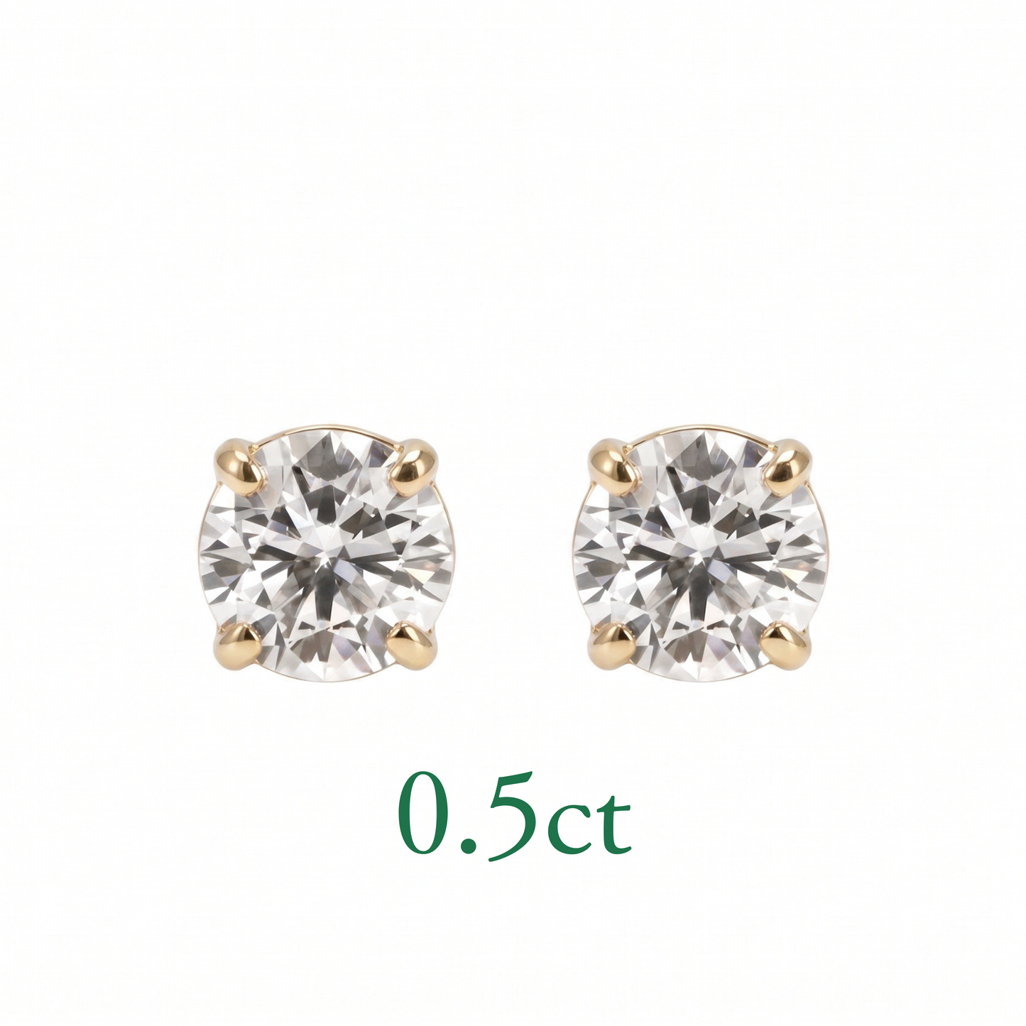 〖0.5ct×2p / Dカラー VVS〗ラボグロウンダイヤモンド ピアスペア｜K18イエローゴールド｜ラウンドブリリアント｜IGI鑑定書付き｜定番人気 ご注文後約30日～50日で納品｜NAYA-011b