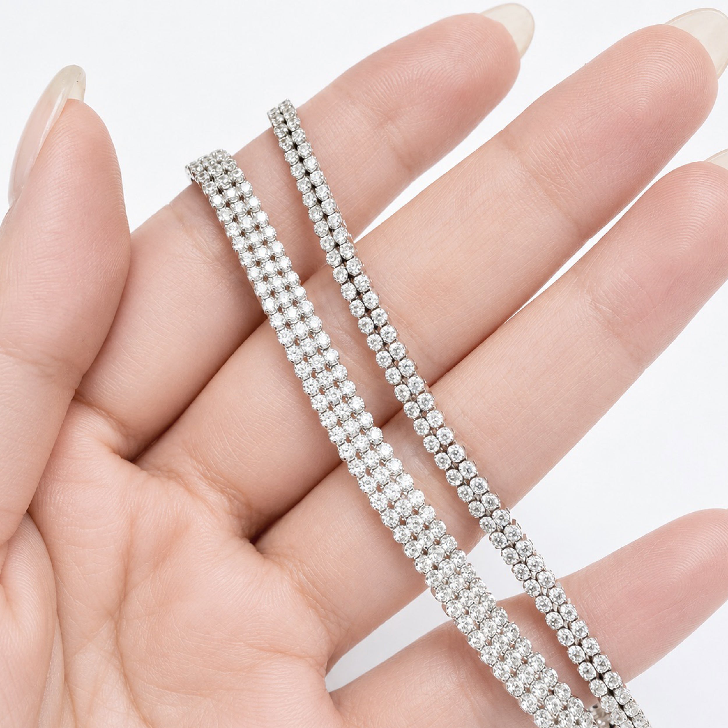 2連テニスブレスレット〖2ct / 幅3.3㎜〗ラボグロウンダイヤモンド｜プラチナ900 / K18イエローゴールド｜FカラーVS1アップエクセレントカット 鑑定書無し 受注製造約50日