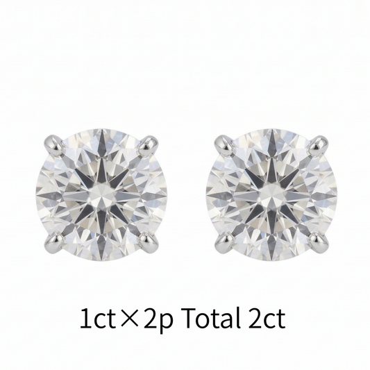 〖1ct ×2p/ Fカラー VS1 エクセレントカット〗ラボグロウンダイヤモンド ピアスペア｜プラチナ900 / K18イエローゴールド｜ラウンドブリリアント｜鑑定書付｜定番人気 ご注文後約30日～50日で納品｜NAYA-020