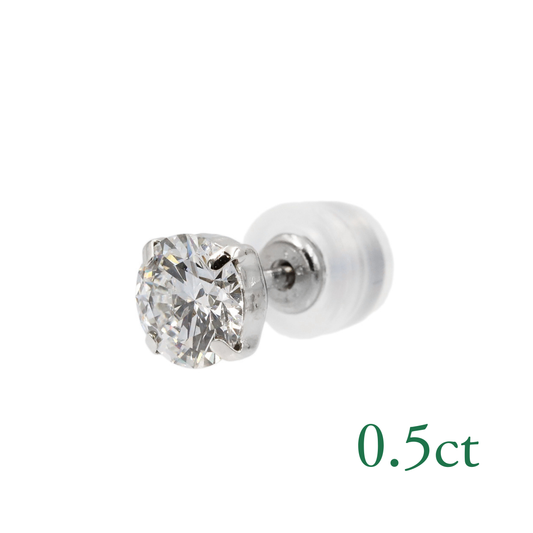 〖0.5ct / Fカラー VS1〗ラボグロウンダイヤモンド ピアス片方｜プラチナ900｜ラウンドブリリアント｜鑑定書無し｜定番人気 ご注文後約30日～50日で納品｜NAYA-007