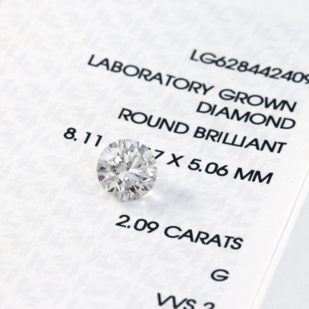 〖2.09ct / G / VVS2 / IDEAL〗ラボグロウンダイヤモンド ルース IGI鑑定書付 LG628442409