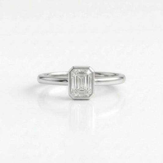 〖1ct / Dカラー VVS2〗ラボグロウンダイヤモンド リング｜プラチナ900｜エメラルドカット｜IGI鑑定書付き -オーダー制作・納期1−2ヶ月　ND-R005