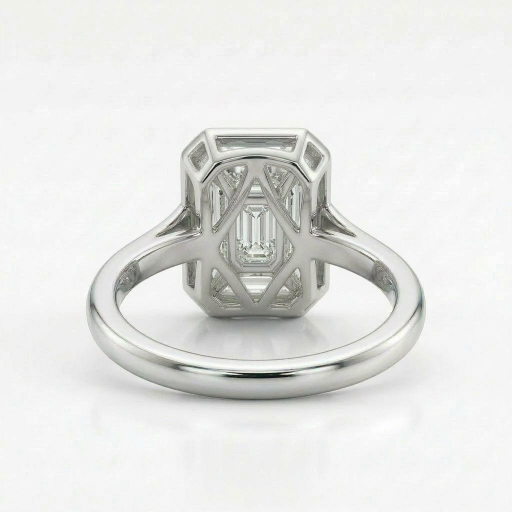 〖1ct / Dカラー VVS2〗ラボグロウンダイヤモンド リング｜プラチナ900｜エメラルドカット｜IGI鑑定書付き -オーダー制作・納期1−2ヶ月　ND-R005