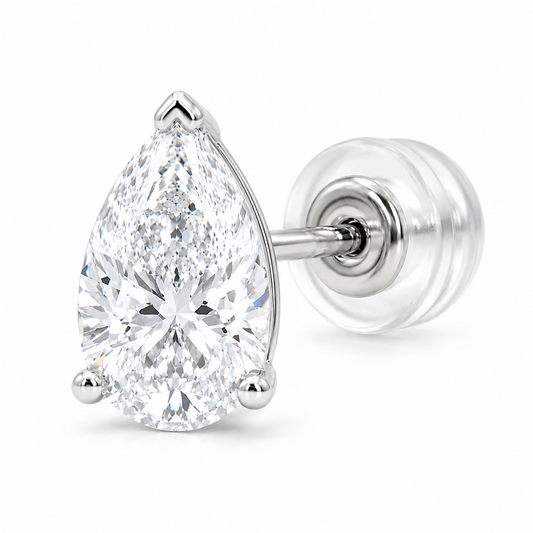 〖1ct / Fカラー VS1〗ラボグロウンダイヤモンド ピアス｜片耳｜ペアシェイプ｜プラチナ900｜IGI鑑定書付き｜ご注文から約50日後のお渡し リニューアル記念価格｜NAYA-0055
