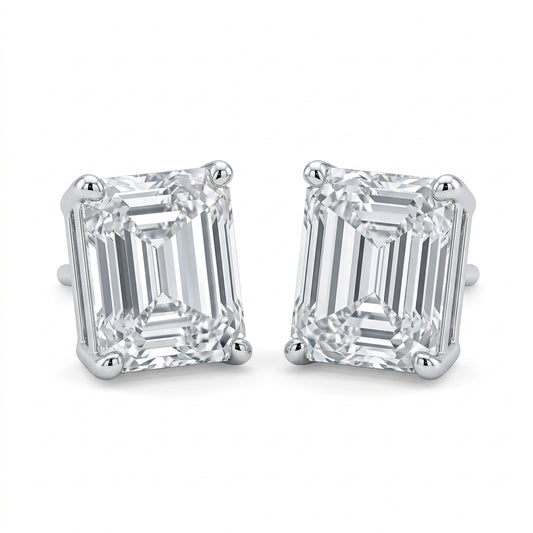 〖5ct×2 /トータル10ct  Dカラー VVS2〗ラボグロウンダイヤモンド ピアス｜プラチナ900｜エメラルドカット｜IGI鑑定書付き -オーダー制作・納期1−2ヶ月　ND-E005