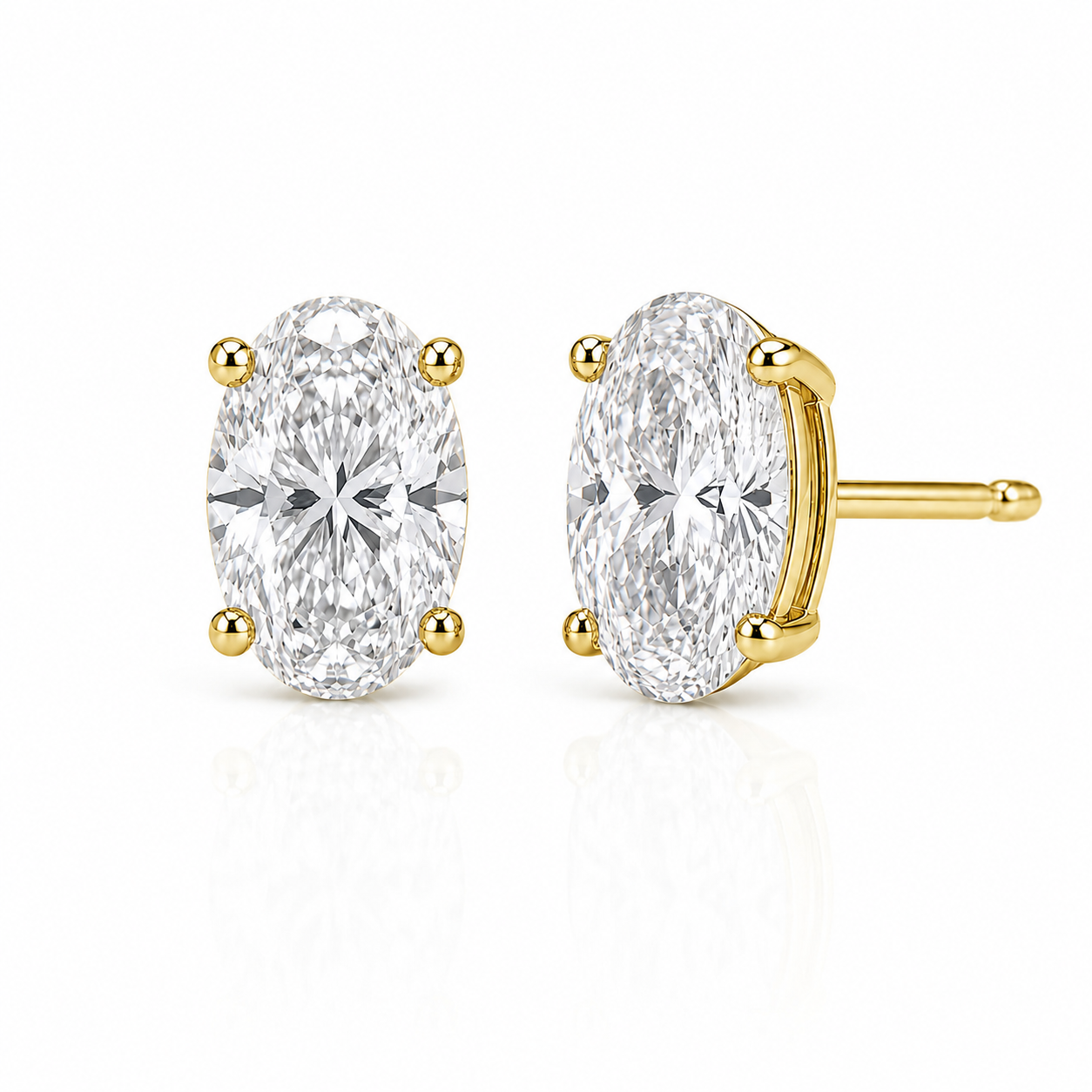 【お客様専用ページ】オーバルカット ピアス｜1.5ct × 2石｜K18イエローゴールド 4本爪2段腰 ポスト中央｜IGI鑑定書付き
