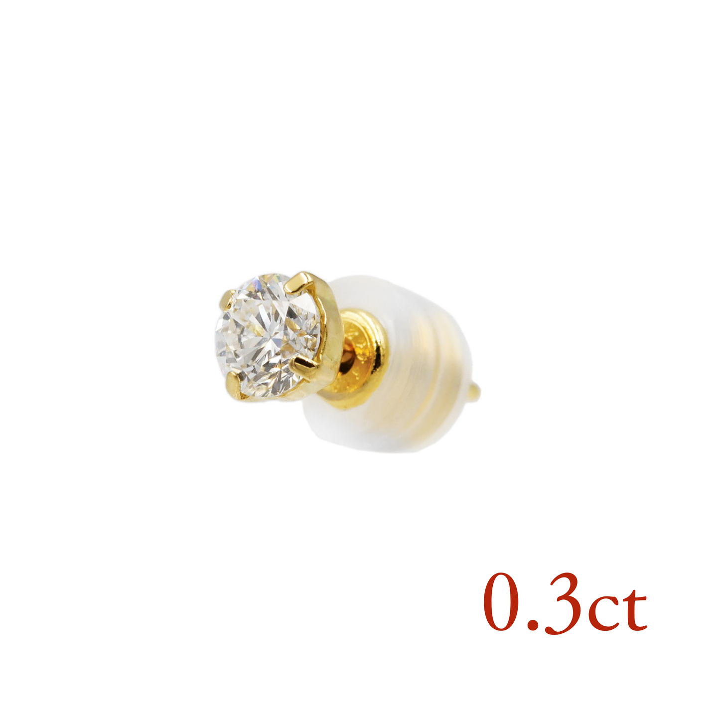 サイトリニューアル記念特別セール〖0.3ct / Fカラー VS1〗ラボグロウンダイヤモンド ピアス片方｜K18イエローゴールド｜ラウンドブリリアント｜鑑定書無し｜ご予約販売 6月中旬発送開始｜NAYA-001b