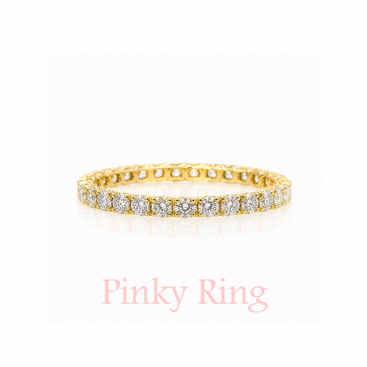 PINKYフルエタニティリング〖約0.6ct/ 0.03ct×約22石~24石 幅2㎜〗ラボグロウンダイヤモンド｜プラチナ900 or 950 / K18イエローゴールド｜Fカラー VS1アップ エクセレントカット｜受注制作／約50日でお届け