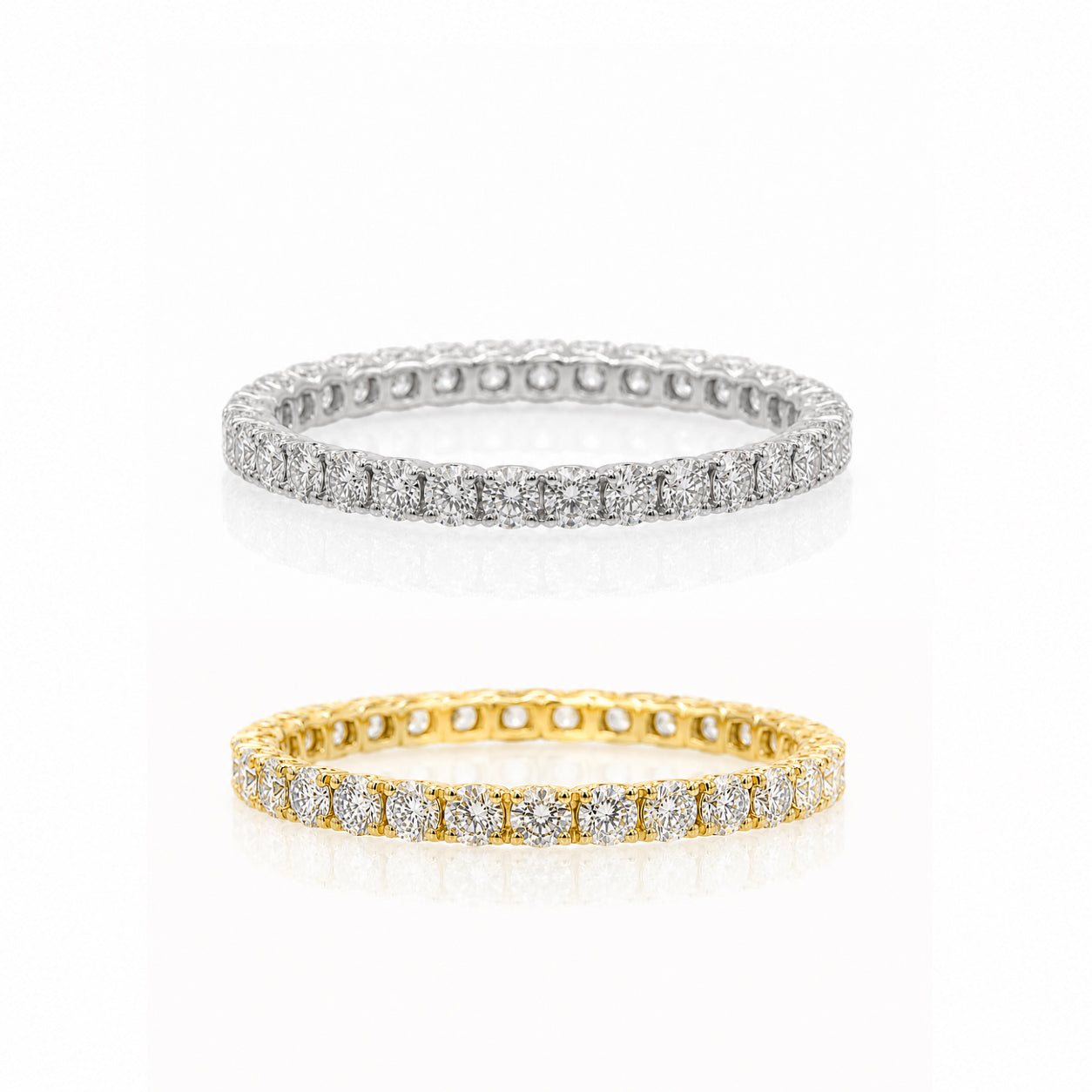 PINKYフルエタニティリング〖約0.6ct/ 0.03ct×約22石~24石 幅2㎜〗ラボグロウンダイヤモンド｜プラチナ900 or 950 / K18イエローゴールド｜Fカラー VS1アップ エクセレントカット｜受注制作／約50日でお届け