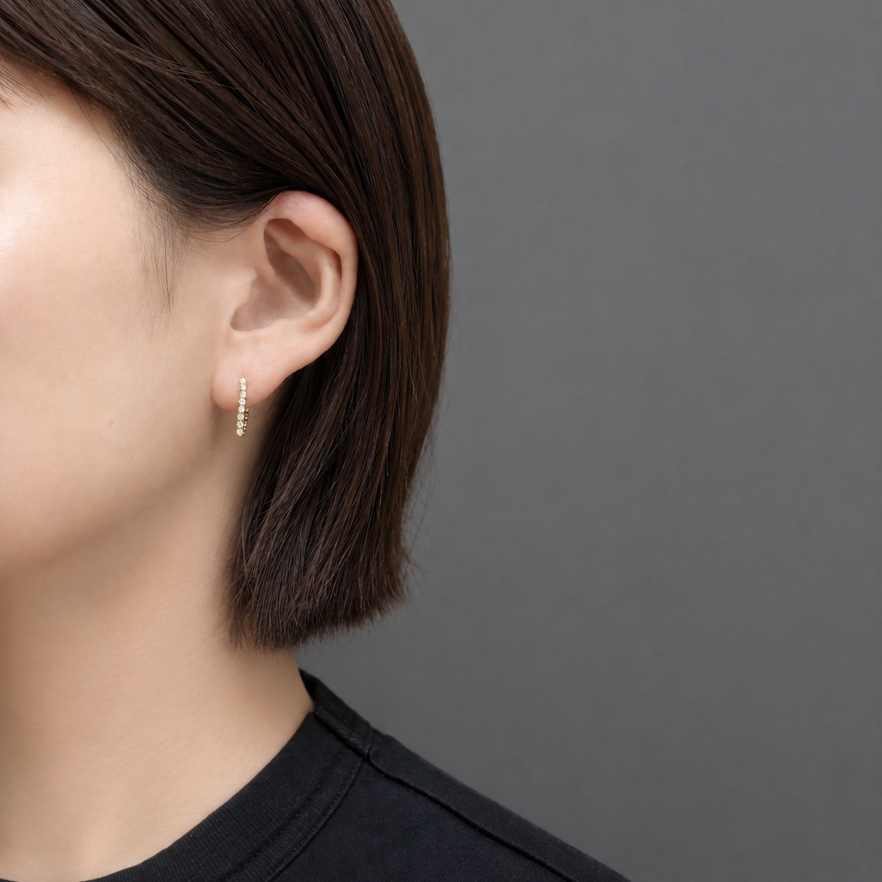 テニスピアス〖0.15ct×2/1.5㎝ 8コマ 〗ラボグロウンダイヤモンド｜プラチナ900 / K18イエローゴールド｜FカラーVS1アップ　受注制作／約50日でお届け