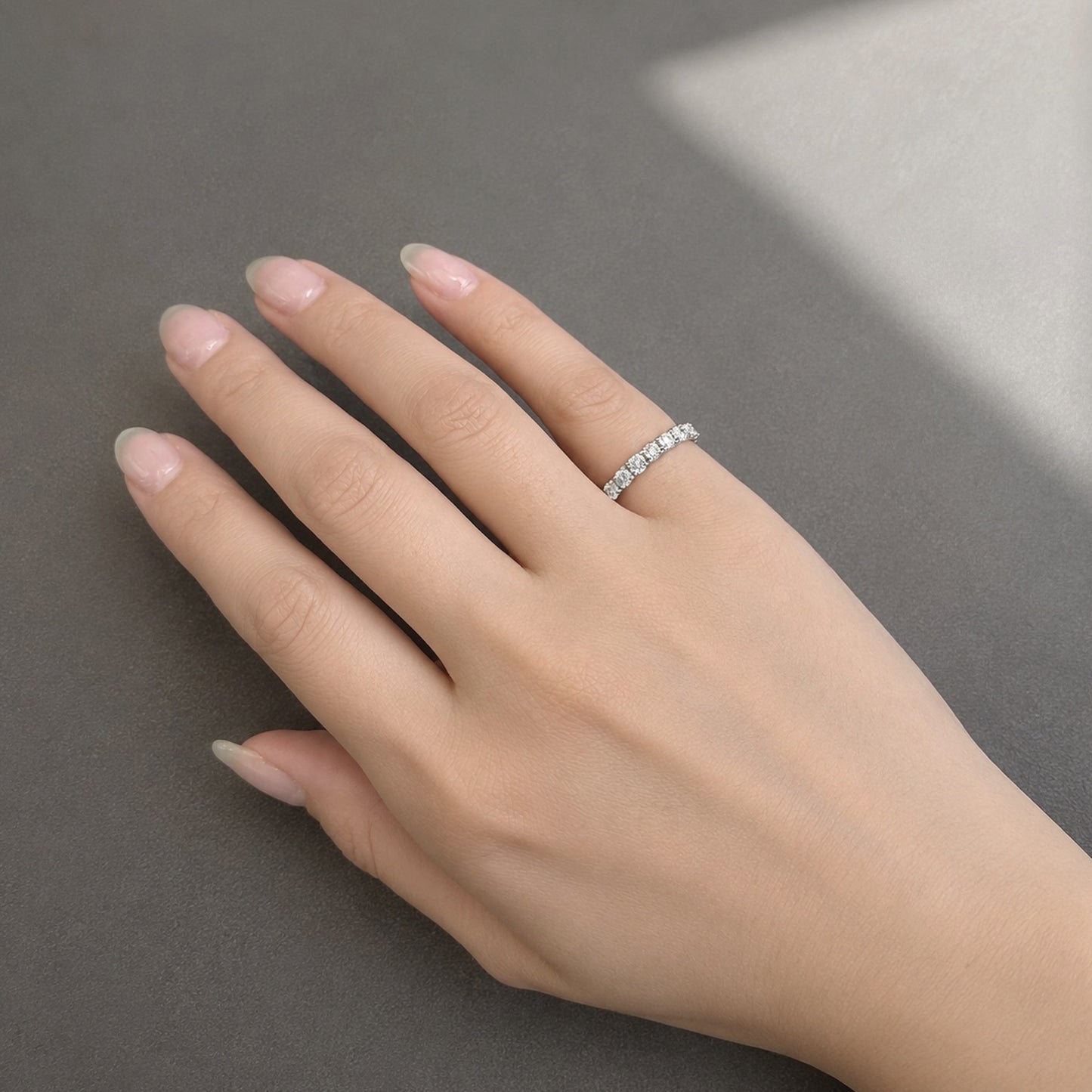 PINKYフルエタニティリング〖約1.6ct/0.1ct×16石~18石幅3㎜〗ラボグロウンダイヤモンド｜プラチナ900 or 950 / K18イエローゴールド｜Fカラー VS1アップ エクセレントカット｜受注製造約50日