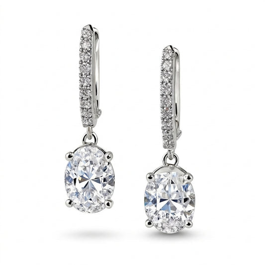 〖1ct×2 / Dカラー VVS2〗ラボグロウンダイヤモンド ピアス｜プラチナ900｜オーバル パヴェバンド｜IGI鑑定書付き-オーダー制作